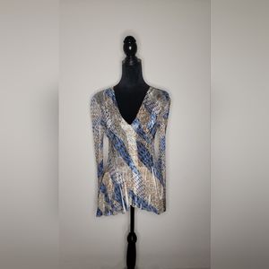 Komarov Crinkle Blouse with Ruffled Waist Flowy Y2K Style S